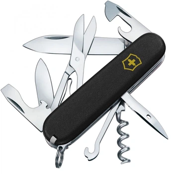Ніж складаний, мультитул Victorinox Climber (91мм, 14 функцій), чорний мат, жовт. лого 1.3703.3.M0008p