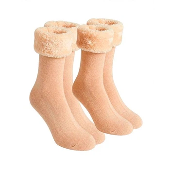 Носки с флисом Бежевый набор из 2 пар (one size)