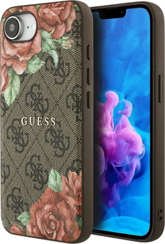 Панель Guess 4G Flowers Print with MagSafe для Apple iPhone 16e Brown (GUHMPSE4P4ROPEMCW)