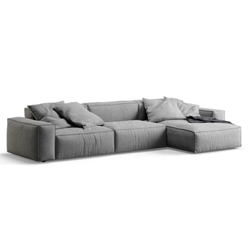 Великий м'який модульний кутовий диван у стилі лофт MeBelle MODE-CORNER 230x160 у вітальню, світло-сірий шеніл 230