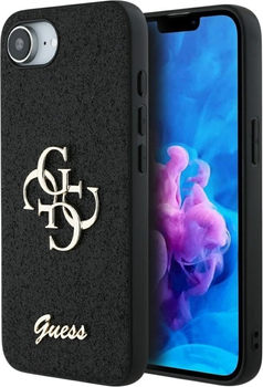 Панель Guess Glitter Script Big 4G для Apple iPhone 16e Black (GUHCPSE4HG4SGK)