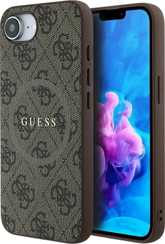Панель Guess 4G Collection Leather Metal Logo with MagSafe для Apple iPhone 16e Brown (GUHMPSE4G4GFRW)