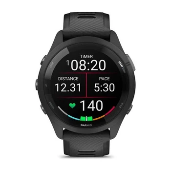 Смарт-годинник Garmin Forerunner 265 з чорними безелем і корпусом та чорно-сірим силіконовим ремінцем