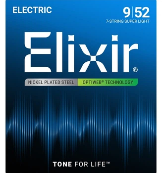 Струны для электрогитары Elixir 19007 Optiweb Nickel Plated Steel 7-String Super Light 9/52