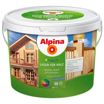 Лазурь универсальная акриловая шелковисто-матовая Alpina Aqua Lasur fur Holz Прозрачная 10л