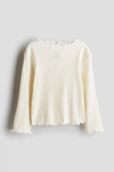 Лонгслив H&M 271246496 134 Кремовый