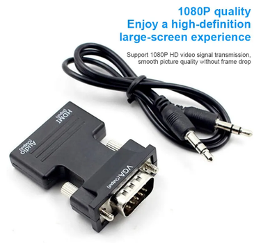 HDMI-сумісний перетворювач «мама-VGA-папа» із VGA із 3,5-мм аудіокабелем для PS, проектор, монітор, портативний ПК, адаптер
