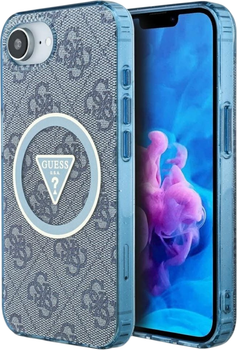 Панель Guess IML Metal Glitter 4G Circle Triangle with MagSafe для Apple iPhone 16e Blue (GUHMPSE4HG4PRTGB)