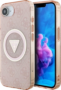 Панель Guess IML Metal Glitter 4G Circle Triangle with MagSafe для Apple iPhone 16e Pink (GUHMPSE4HG4PRTGP)