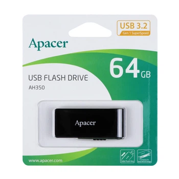 USB флеш-накопичувач 3.2 Apacer AH350 64Gb Колір Чорний