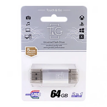 USB Flash Drive 3.0 T&G 64gb USB/Type C 009 Срібло