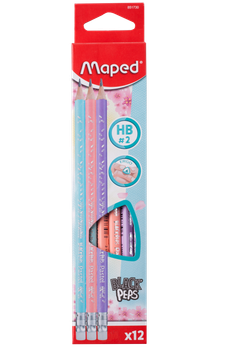 Карандаш графитовый Maped Black Peps HB с ластиком 12шт Pastel (MP.851730)