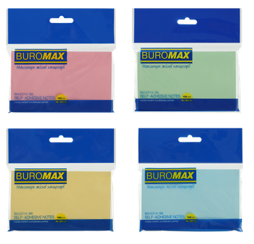 Блок для нотаток з клейким шаром Buromax 76х127мм 100 аркушів асорті (BM.2314-99)
