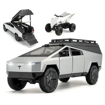 Машинка Tesla Cybertruck Camping металлическая коллекционная моделька игрушка 16 см Серый (1439807)