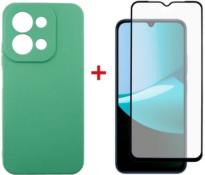 Комплект чехол для смартфона + стекло Xiaomi Redmi 15C DENGOS Soft Mint (DG-KM-167)