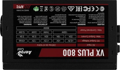 Блок питания Aerocool VX Plus Stealth 800W (ACPN-VS80AEY.12)