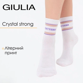 Носки женские хлопковые с буквенным принтом Giulia WS3 CRISTAL STRONG 005 36/40 White-white/lilac,классические носки