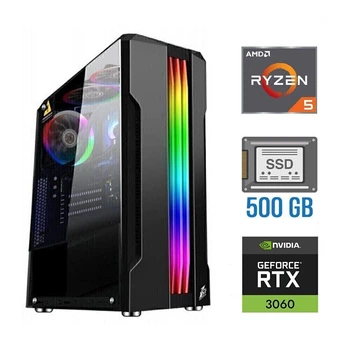 Ігровий ПК Tower / AMD Ryzen 5 4500 (6(12) ядер по 3.6-4.1 GHz) / 16 GB DDR4 / 500 GB SSD / GeForce RTX 3060, 12 GB GDDR6, 192-bit
