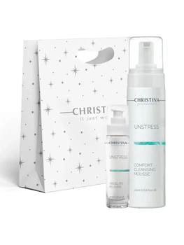Подарочный набор Christina Сыворотка для разглаживания морщин Unstress 30ml + Очищающий мусс-комфорт Unstress 200ml