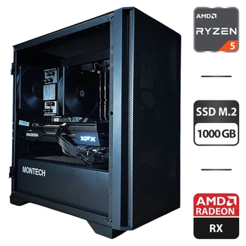 Сборка под заказ: игровой ПК Montech Air 100 Lite Tower / AMD Ryzen 5 7500F (6 (12) ядер по 3.7 - 5.0 GHz) / 32 GB DDR5 / 1000 GB SSD M.2 / AMD Radeon RX 9060 XT, 16 GB GDDR6, 128-bit / 650W