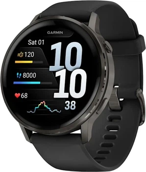 Смарт-годинник Garmin Venu 4 45 мм Slate з чорним силіконовим ремінцем (010-03014-00) Refurbished