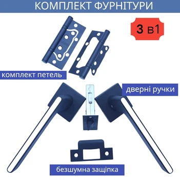 Комплект для межкомнатных дверей квадратной усиленной дверной ручки с защёлкой петлями TRION RADIANT Z-49 blac