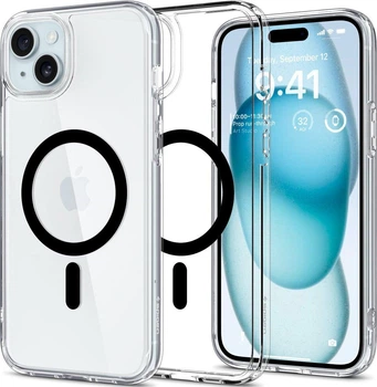 Чохол для Iphone 15 Plus/14 Plus Spigen Ultra Hybrid MagSafe Graphite прозорий протиударний ACS06661