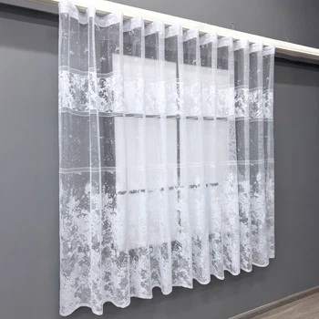 Тюль жаккард VR-Textil № 1604т Арка на кухню цвет белый 200х160 см (53-0178)