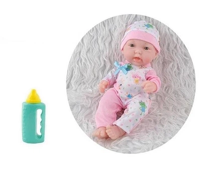 Пупс с бутылочкой Star Toys 28см в розовом костюмчике с бантиком и шапочкой AD611-4/5