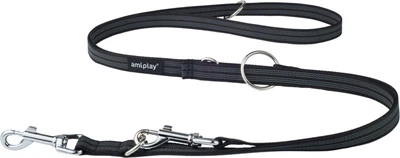 Регульований повідець Amiplay Rubber 6 в 1 S - M 100 - 200 см Чорний (5907563221741)