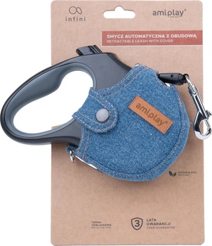 Smycz automatyczna Amiplay Infini z obudową Denim XL 5 m Niebieska (5907563271548)