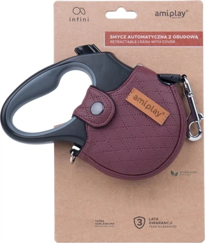 Smycz automatyczna Amiplay Infini z obudową New York XL 5 m Bordowa (5907563271944)