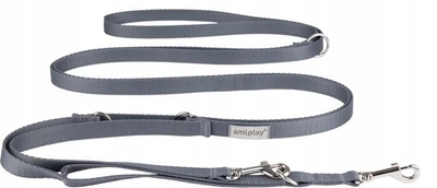 Регульований повідець Amiplay Samba 8 в 1 L 200 - 400 см Сірий (5907563301481)