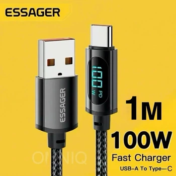 Кабель 1м Essager USB-A - Type-C PD 100W 7A LED дисплей швидка зарядка для смартфонів Honor, OPPO, Oneplus, Realme, Vivo