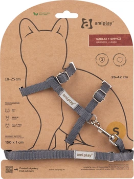 Szelka ze smyczą dla kotów Amiplay Samba S Szara (5907563302808)