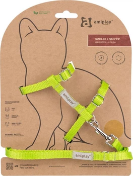 Szelka ze smyczą dla kotów Amiplay Samba M Zielona (5907563302907)