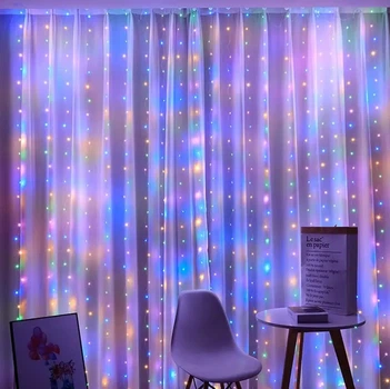 Гирлянда-штора «Капли росы», 200 LED, цветная, 3*2 м