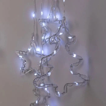 Гирлянда «Дождик» со звёздочками и ёлочками, 120 LED, 3 м, белая