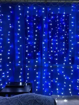 Гирлянда-штора «Капли росы», 200 LED, синяя, 3*2 м