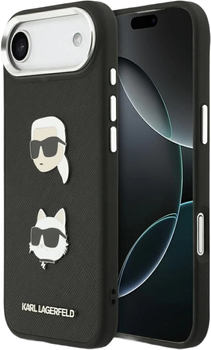 Etui Karl Lagerfeld FW Grained Karl&Choupette Heads Pins&Logo do Apple iPhone 17 Air Black (KLHCP17MPSFDHPOK)