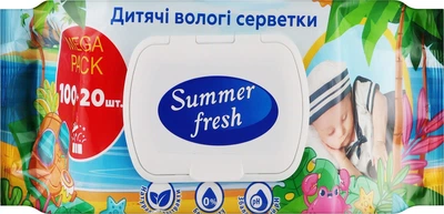 Серветки вологі Summer Fresh дитячі 100+20 шт/уп