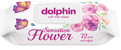 Влажные салфетки Dolphin Цветочный с клапоном 72 шт