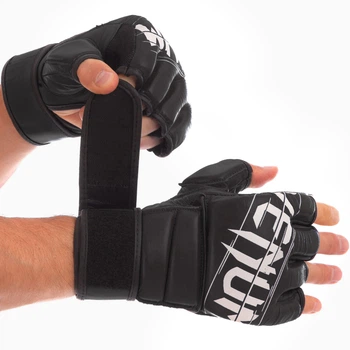 Перчатки для смешанных единоборств MMA на липучке кожа размер M VNM черный VN-0014