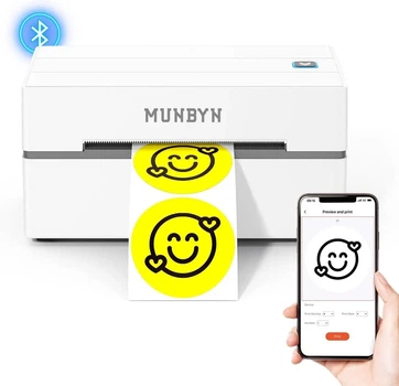 Термопринтер етикеток MUNBYN 130B, підключення Bluetooth та USB, швидкий друг 72 стор/хв, готові шаблони друку, роздільною здатністю 203 dpi