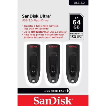 Pendrive USB Sandisk ULTRA 64 GB USB Black (3-Pack) (SDCZ48-064G-G46T)