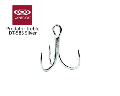 Гачок Vanfook потрійний Predator treble DT-58S Silver #08 (8шт)