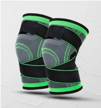 Бандаж колінного суглоба від травм розтягу Knee Support Copper компресійний нейлоновий, чорно-зелений