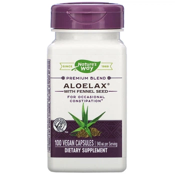 Алое вера (Aloelax) з фенхелем, Aloelax with Fennel Seed, Nature's Way, 340 мг, 100 капсул