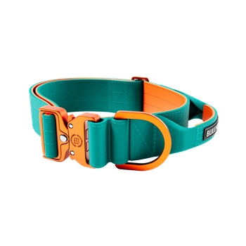 Тактический широкий облегченный ошейник с ручкой для собак BullyBillows Lighter Combat Collar Handle 5 cm XL: 50 мм, ОШ 56-73 см Бирюзовый