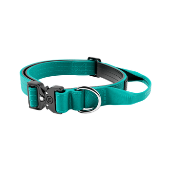Тактический ошейник для щенков и мини собак BullyBillows Combat Collar Handle 2.5 cm XS-M: 25 мм, ОШ 34-46 см Бирюзовый